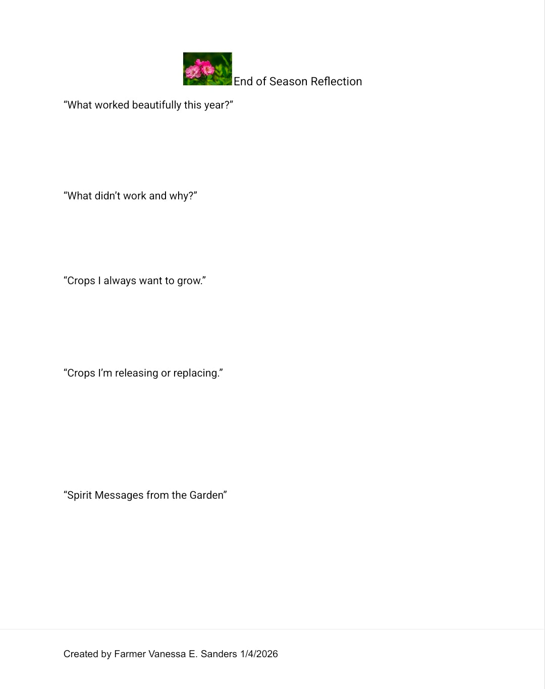 Gardening Printable Journal
