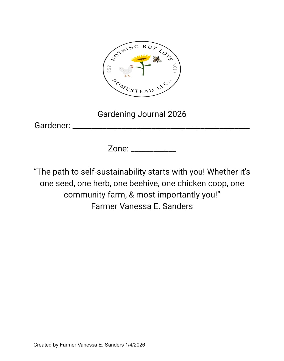 Gardening Printable Journal